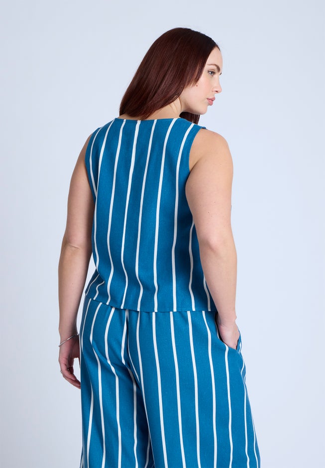 Linen-Blend Dainty Tie Vest Top image number null