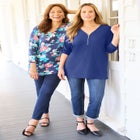 Dream Drape Zip V-Neck Top image number null