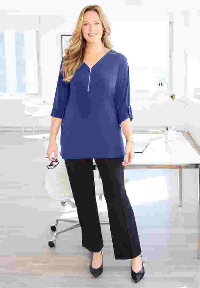 Dream Drape Zip V-Neck Top image number 4