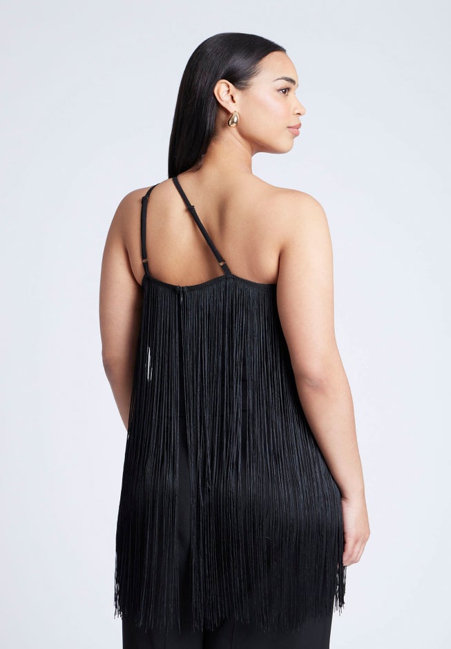 One-Shoulder Fringe Top image number 1