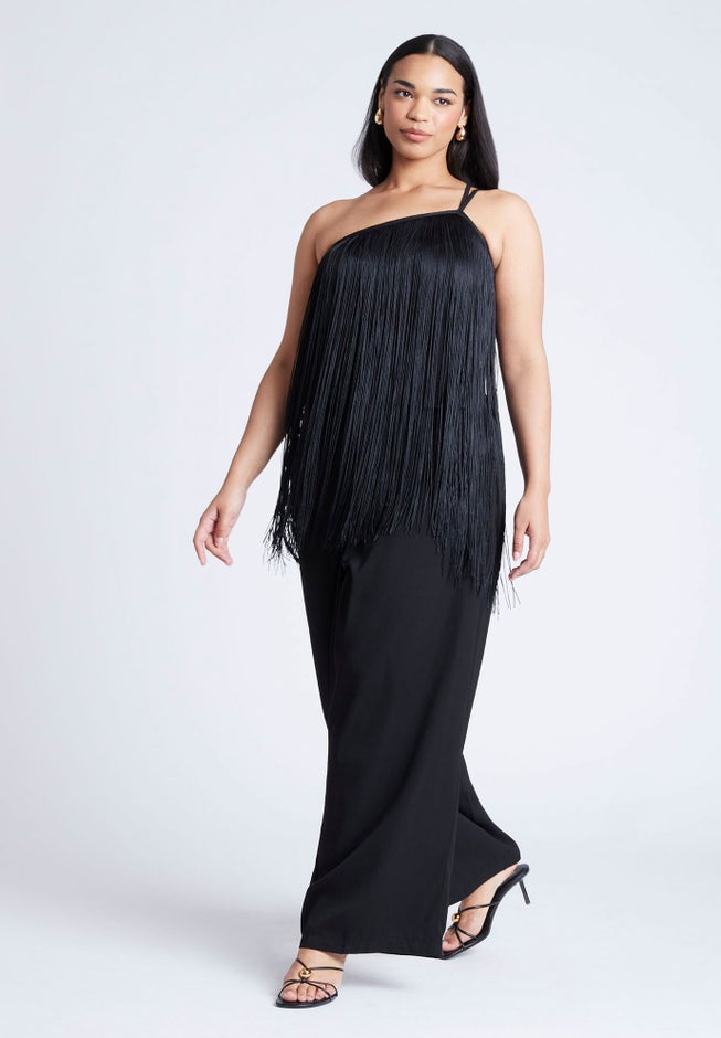 One-Shoulder Fringe Top image number 2