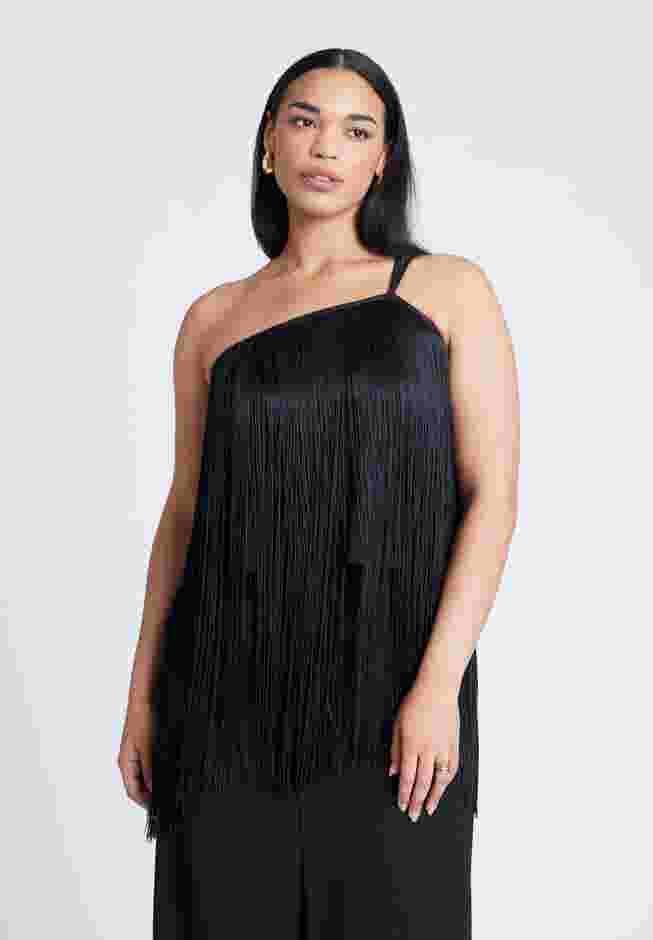 One-Shoulder Fringe Top image number 0