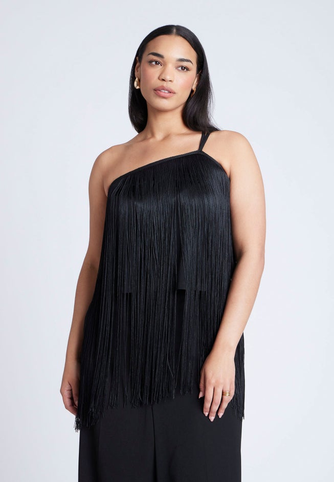 One-Shoulder Fringe Top image number 0
