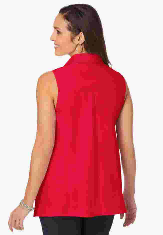 Stretch Cotton Poplin Sleeveless Shirt image number 1