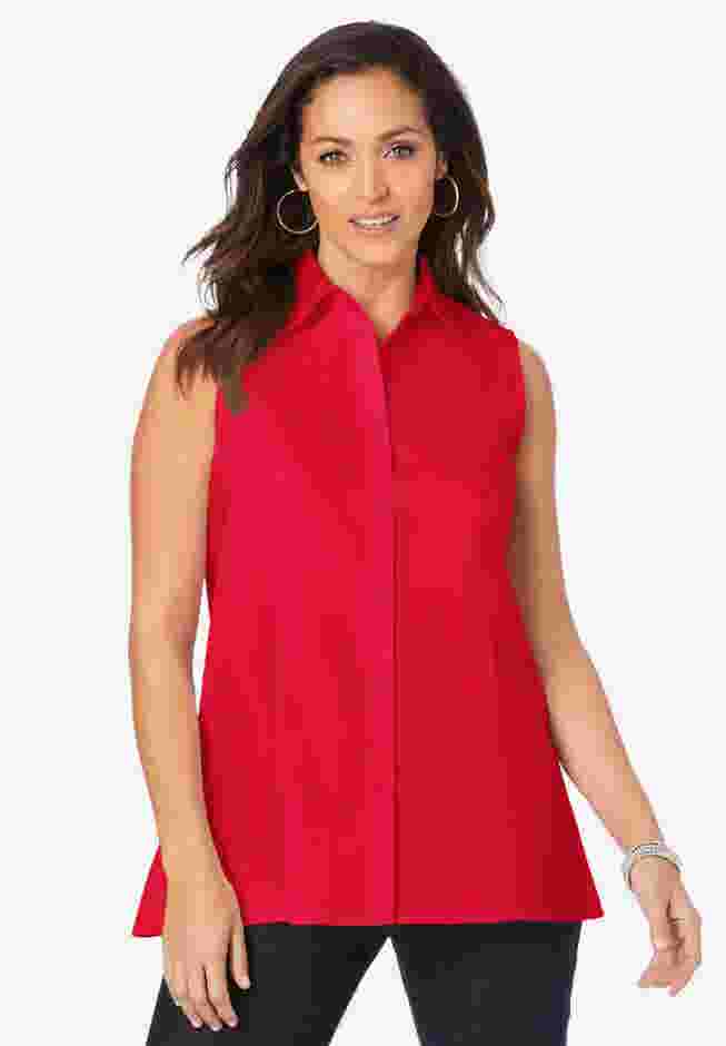 Stretch Cotton Poplin Sleeveless Shirt image number 0