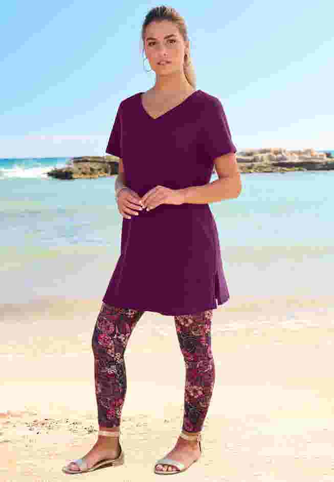Plus Size Cotton Short Sleeve V-Neck Ultimate Tunic image number 1