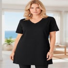 Plus Size Cotton Short Sleeve V-Neck Ultimate Tunic image number null