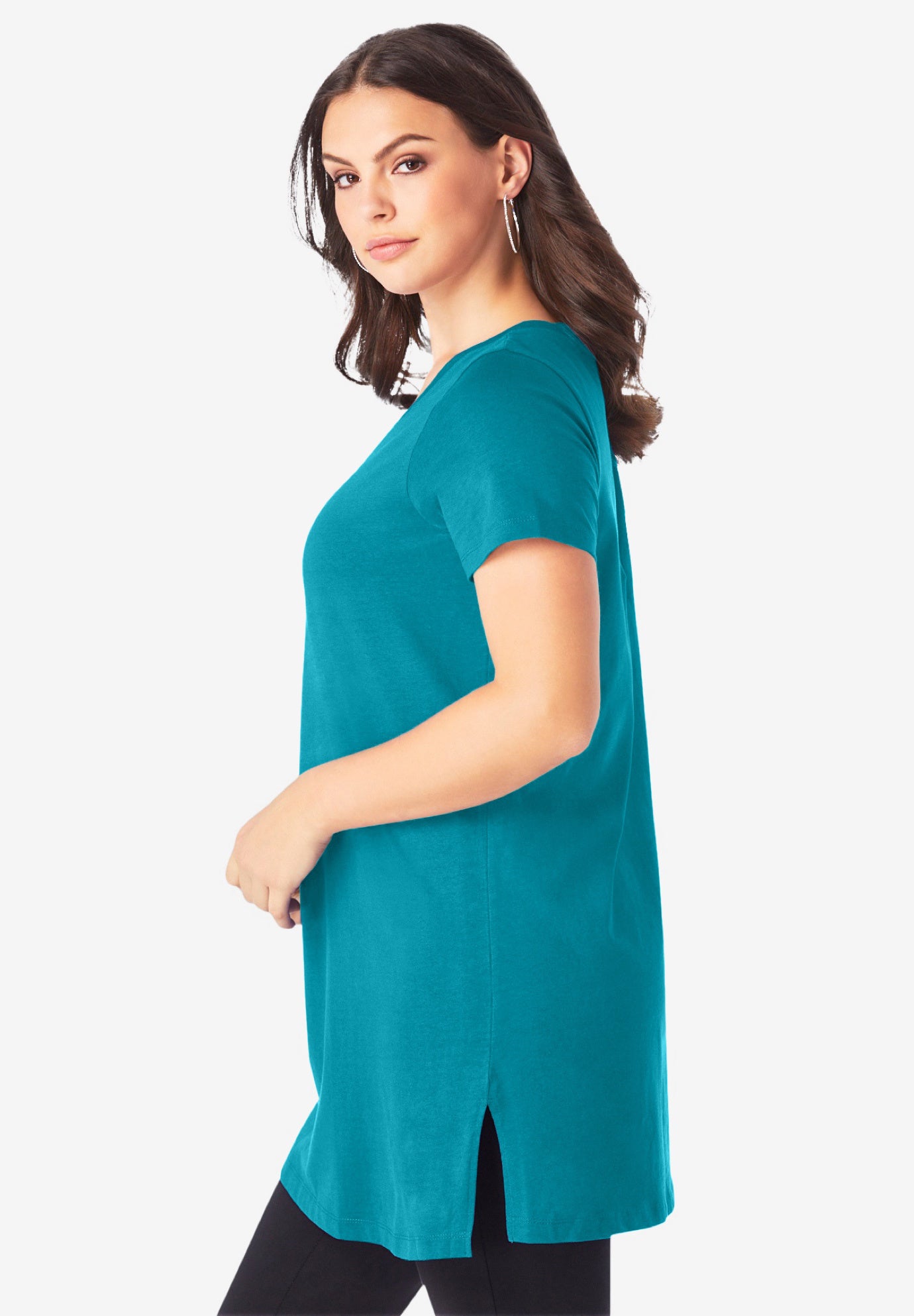 Plus Size Cotton Short Sleeve V-Neck Ultimate Tunic image number 2