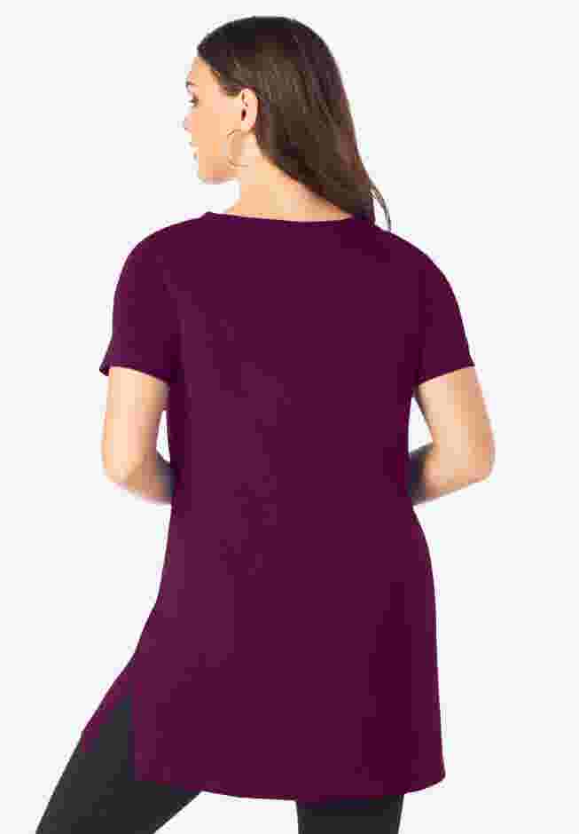 Plus Size Cotton Short Sleeve V-Neck Ultimate Tunic image number 3