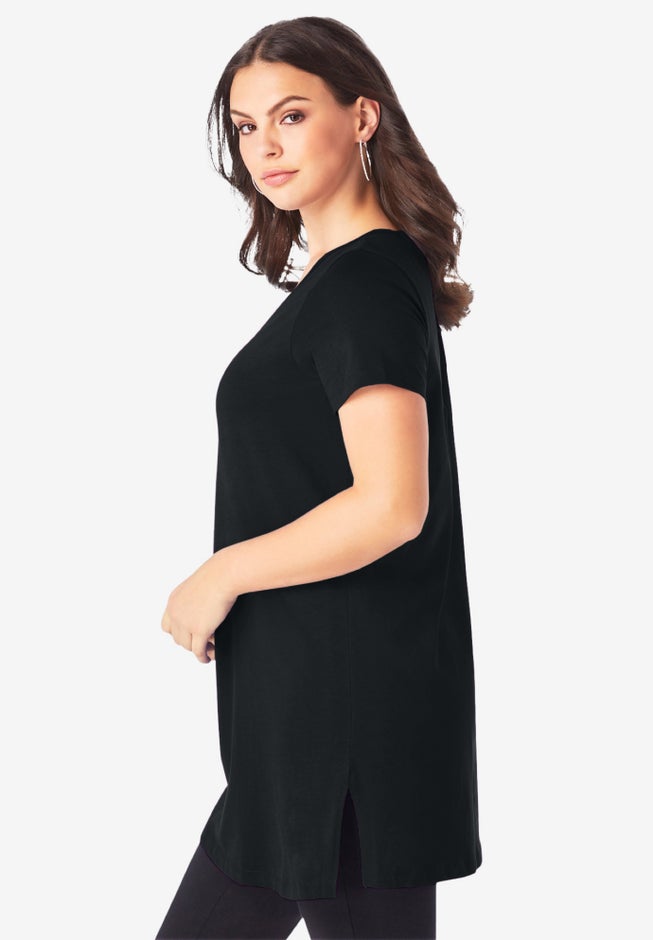Plus Size Cotton Short Sleeve V-Neck Ultimate Tunic image number 2