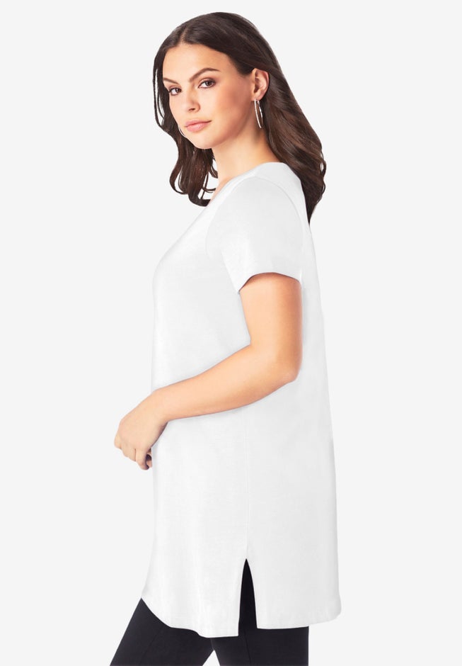 Plus Size Cotton Short Sleeve V-Neck Ultimate Tunic image number 3
