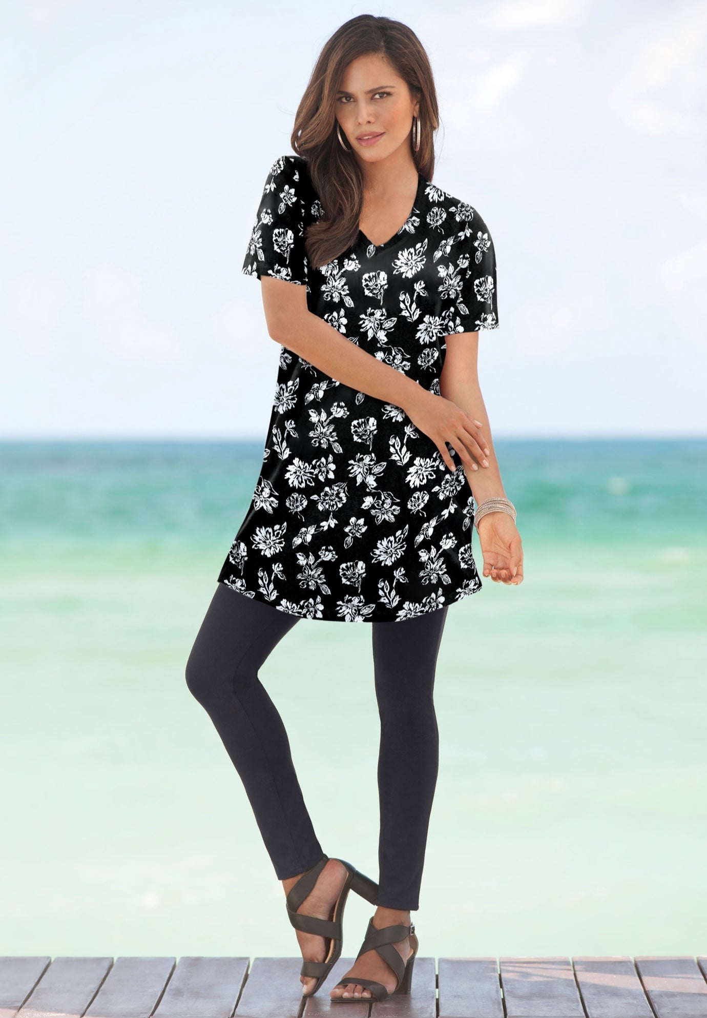 Plus Size Cotton Short Sleeve V-Neck Ultimate Tunic image number 0