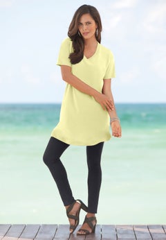 Plus Size Ultimate Cotton V-Neck Short Sleeve Tunic