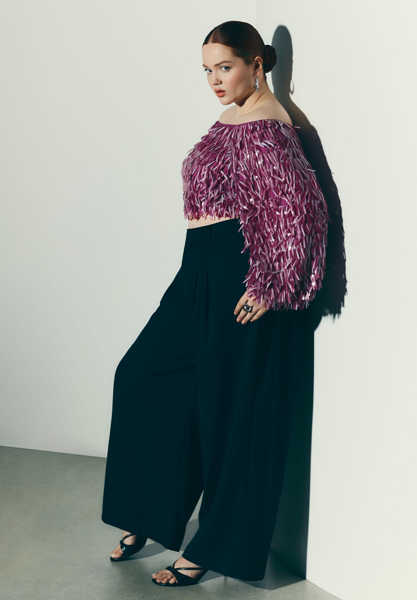 Fringe Sequin Off The Shoulder Top image number 4