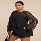 Draped Sheer Sleeve Blouse image number null