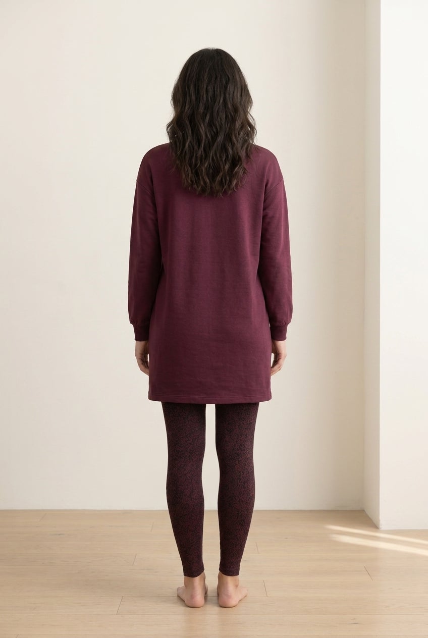 French Terry Blouson Sleeve Sweatshirt Tunic Dress image number 2