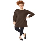 French Terry Blouson Sleeve Sweatshirt Tunic Dress image number null