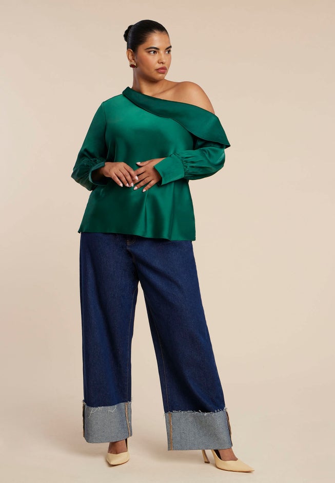 Asym Foldover Blouse image number 3