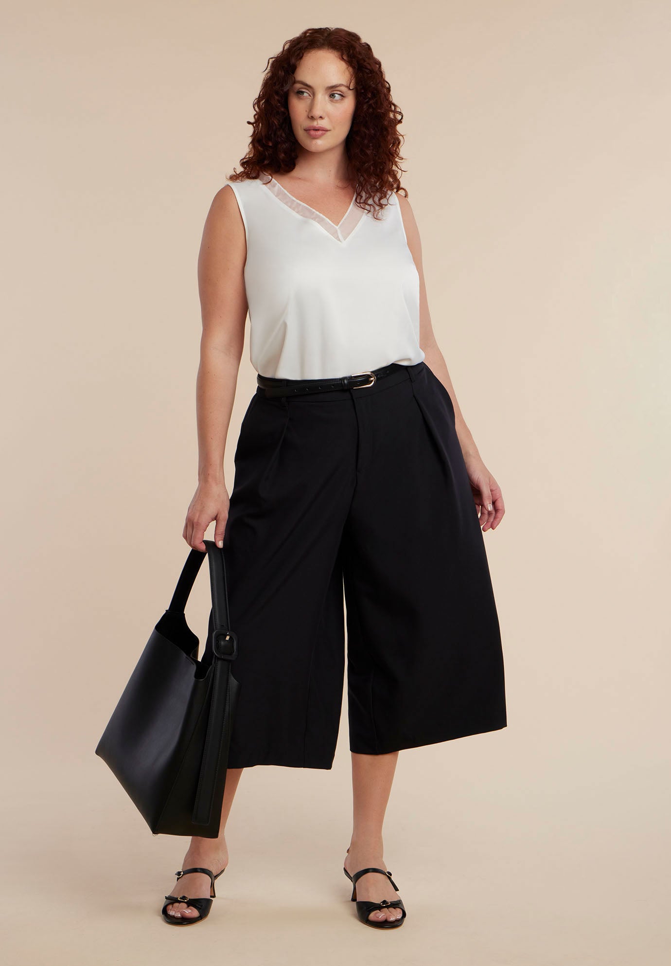 V-Neck Blouse With Chiffon Trim image number 2