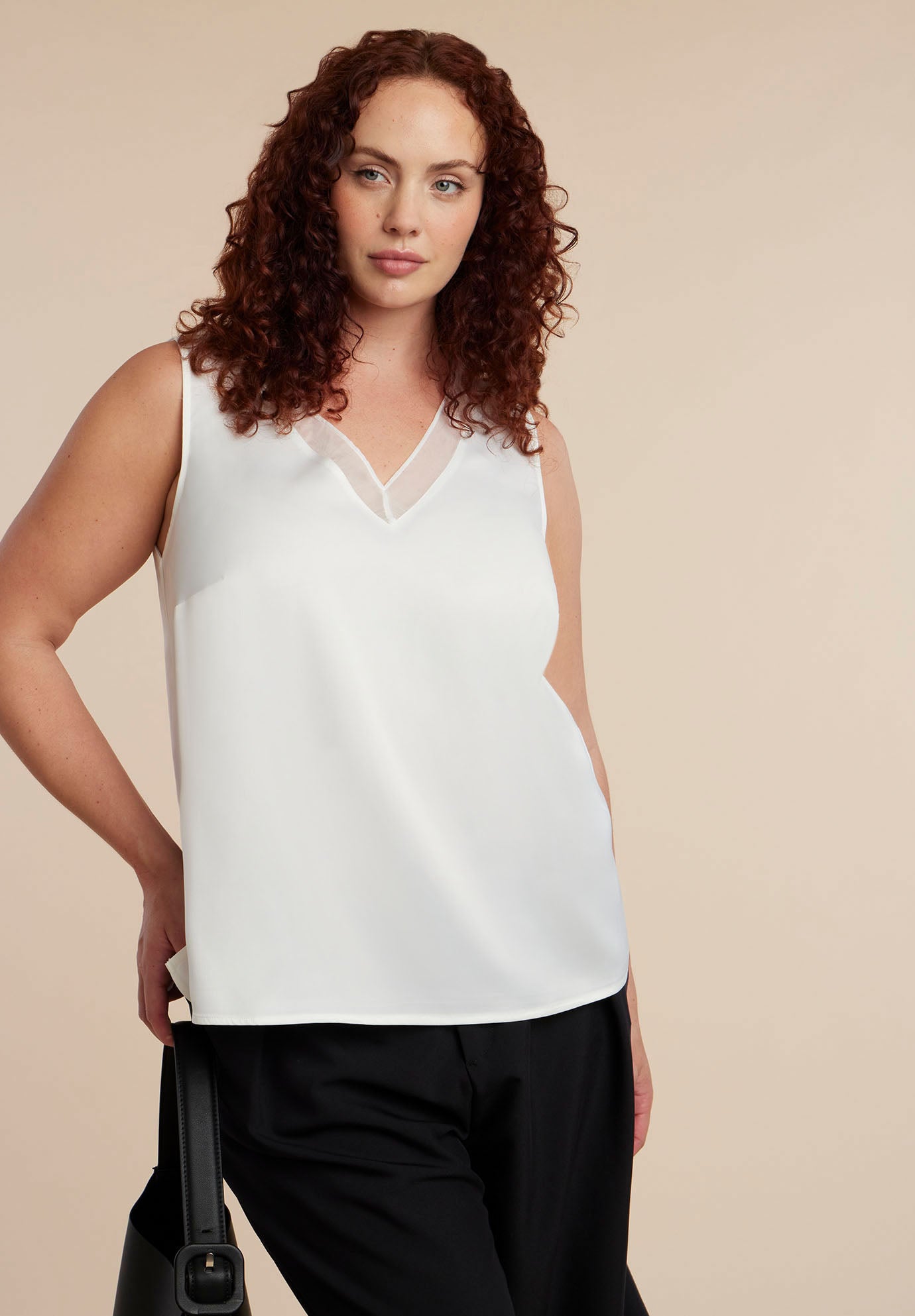 V-Neck Blouse With Chiffon Trim image number 0