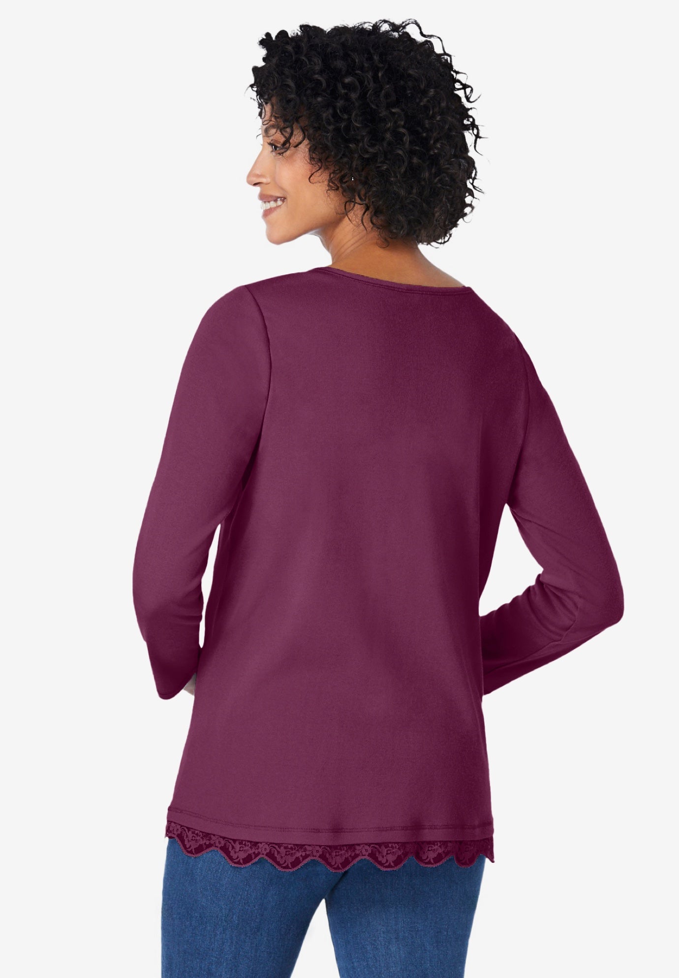 Layered-Look Lace Trim Tee image number 2