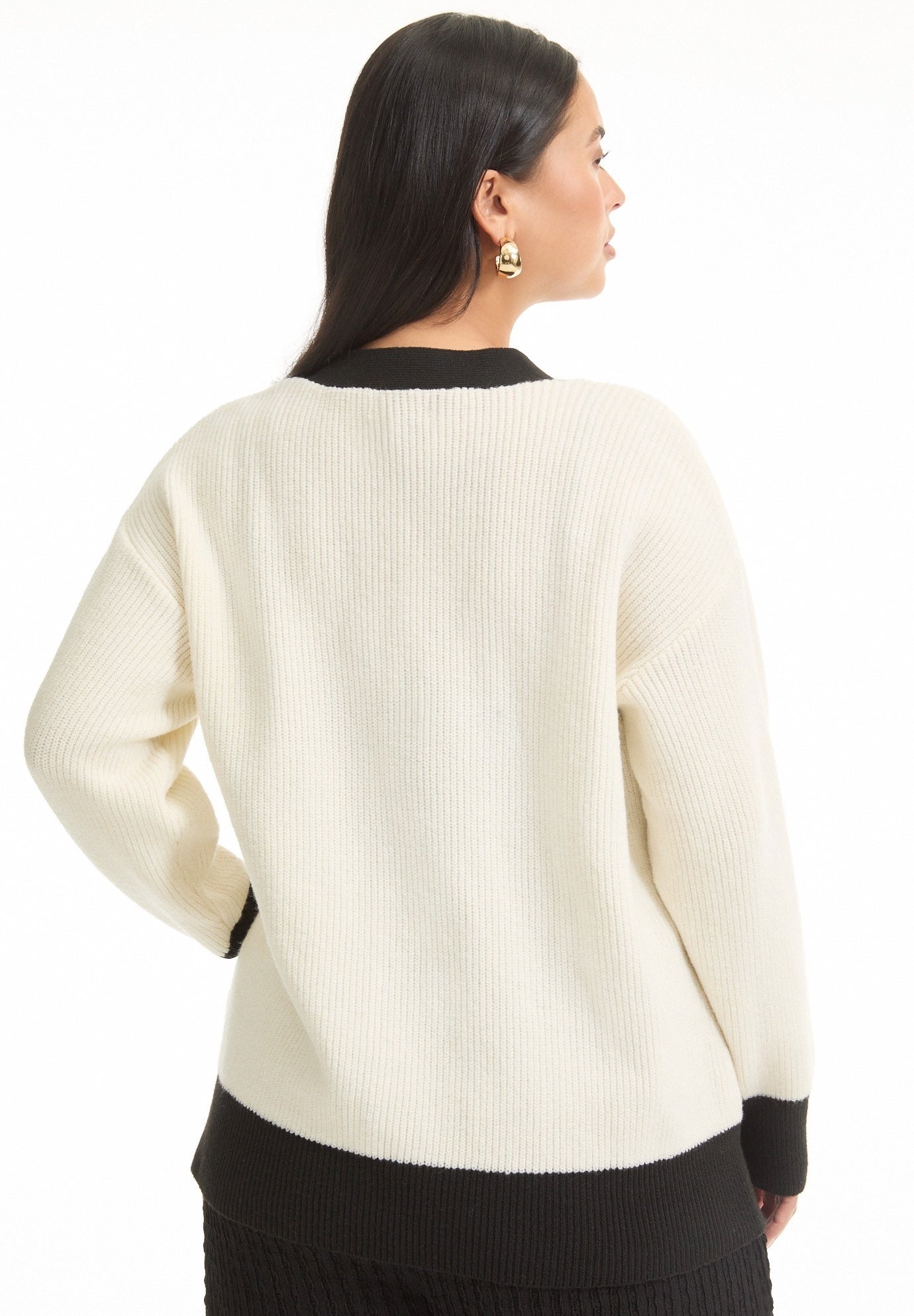 Contrast V-Neck Cardigan image number 1