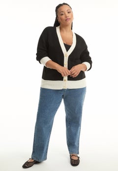 Contrast V-Neck Cardigan