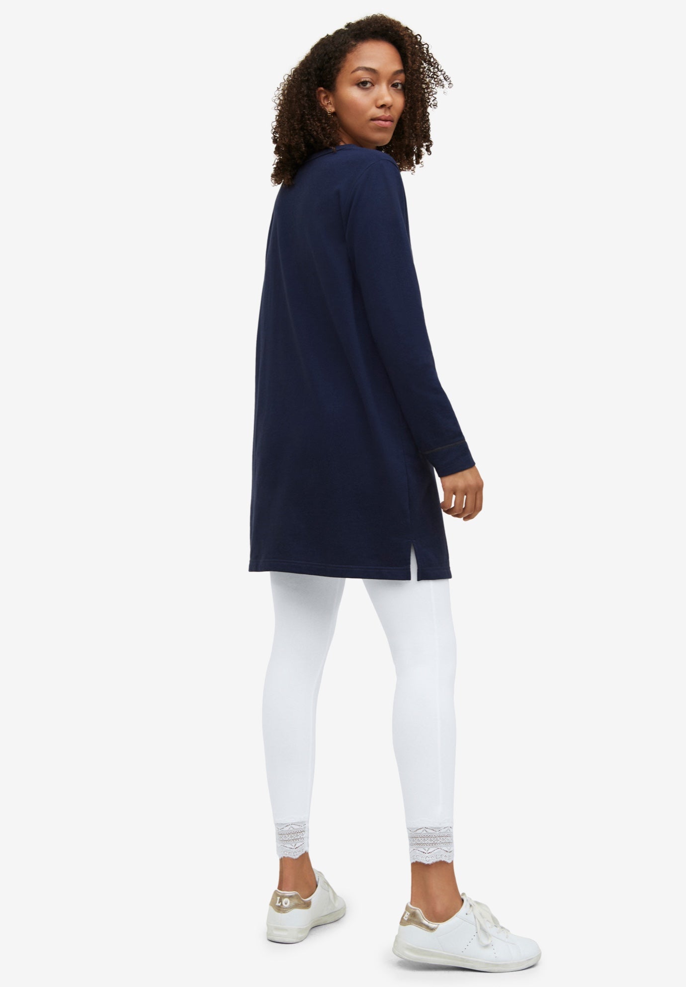 Scallop Lace Hem Leggings image number 1