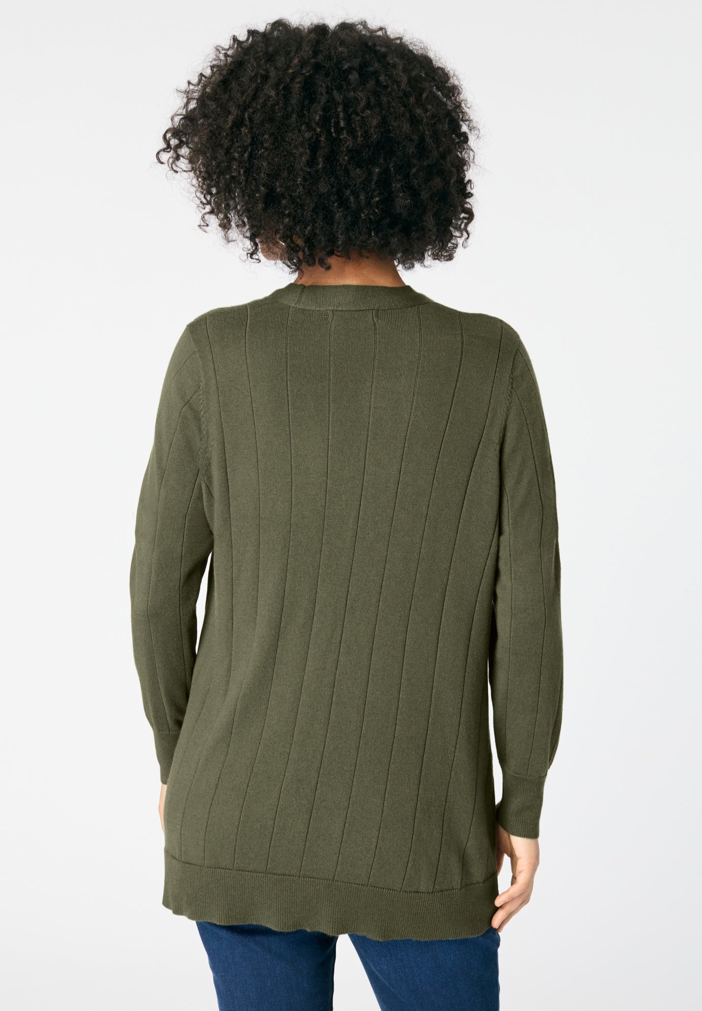 Plus Size Drop Needle Cardigan Lightweight Sweater Knit image number 1