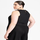 Linen-Blend Boxy Scoop Neck Crop Tank image number null