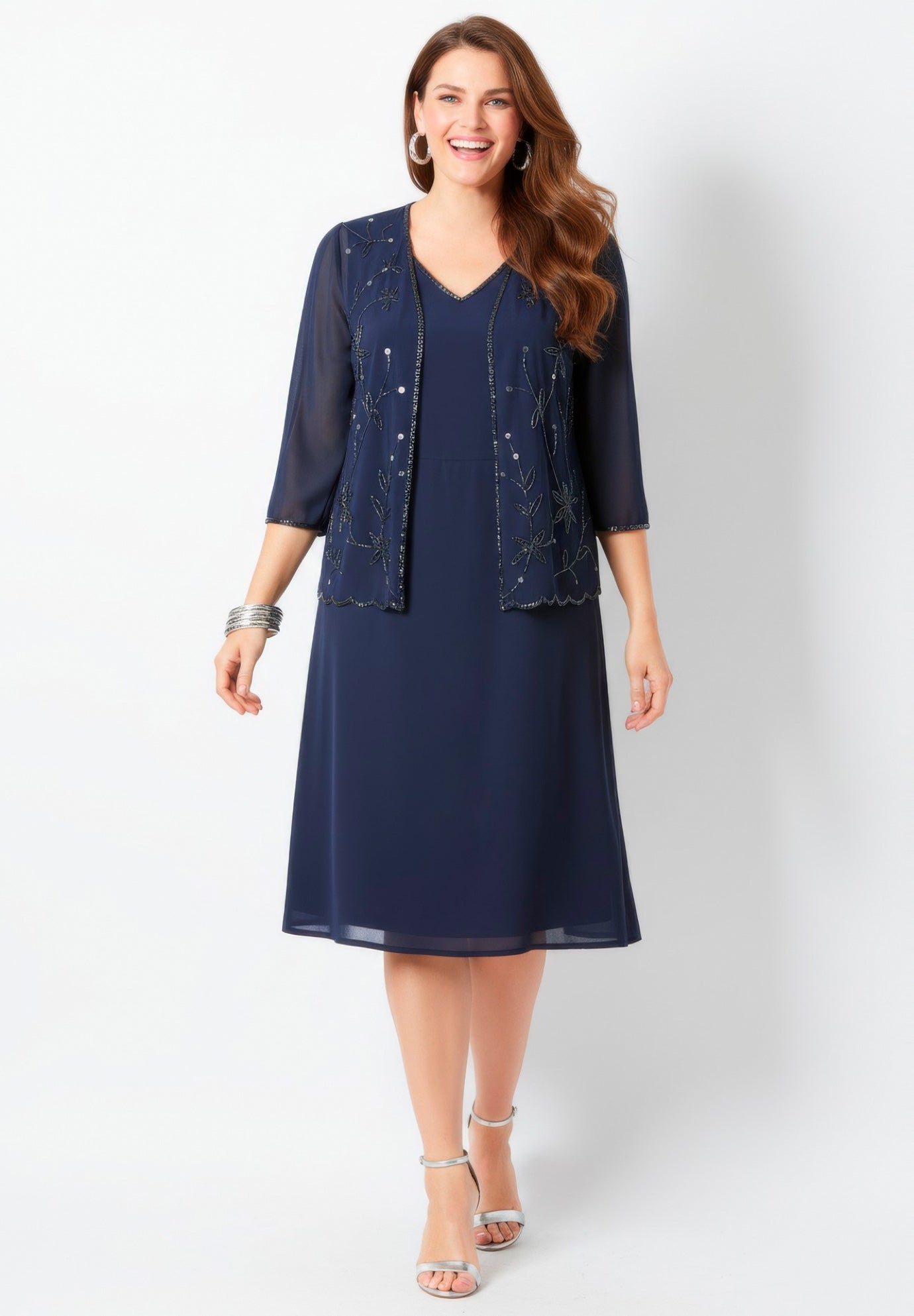 Flowy Floral Burst Jacket & Dress Duet image number 0