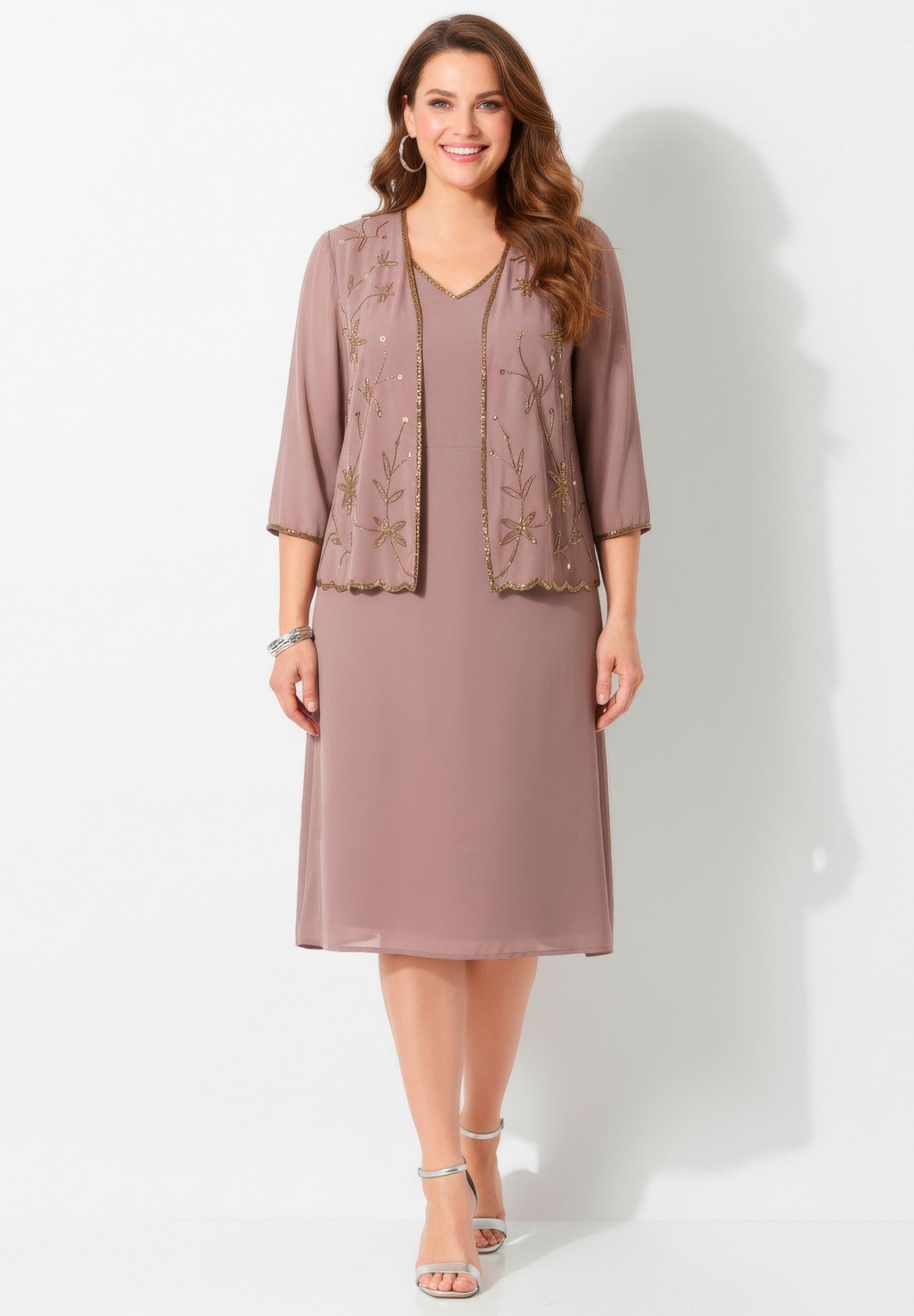 Flowy Floral Burst Jacket & Dress Duet image number 0