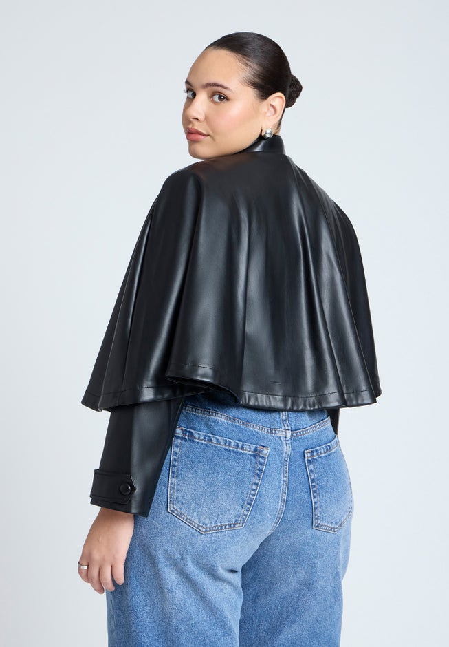 Faux Leather Cape Jacket image number 1