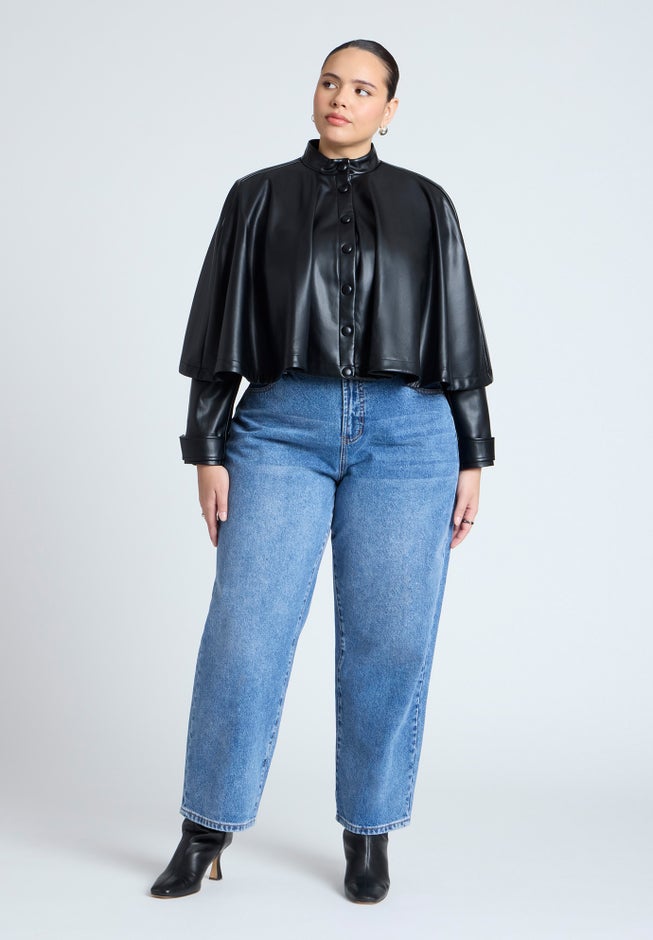 Faux Leather Cape Jacket image number 2