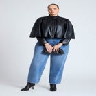 Faux Leather Cape Jacket image number null