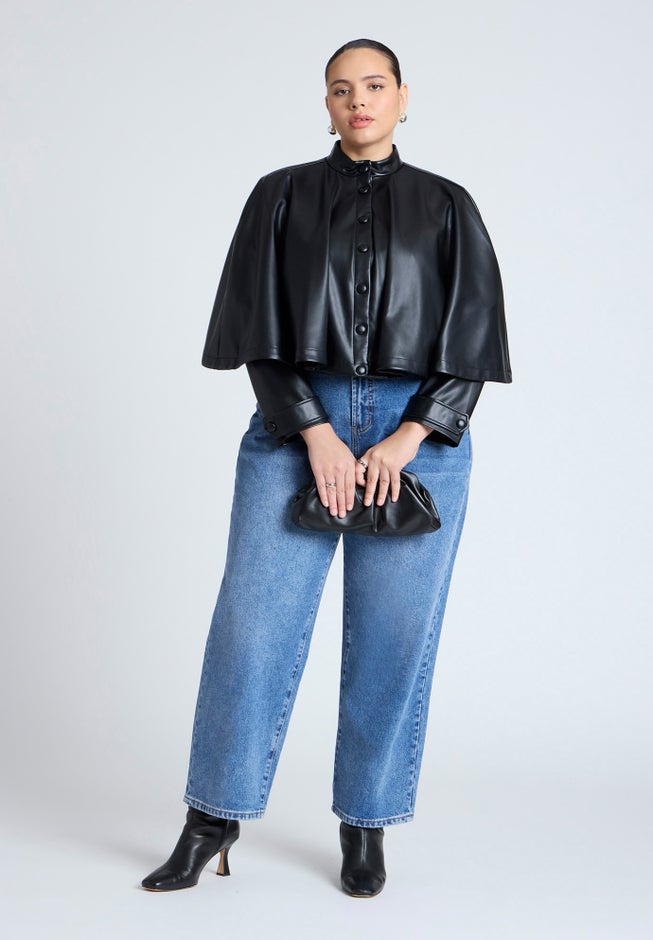 Faux Leather Cape Jacket image number 3