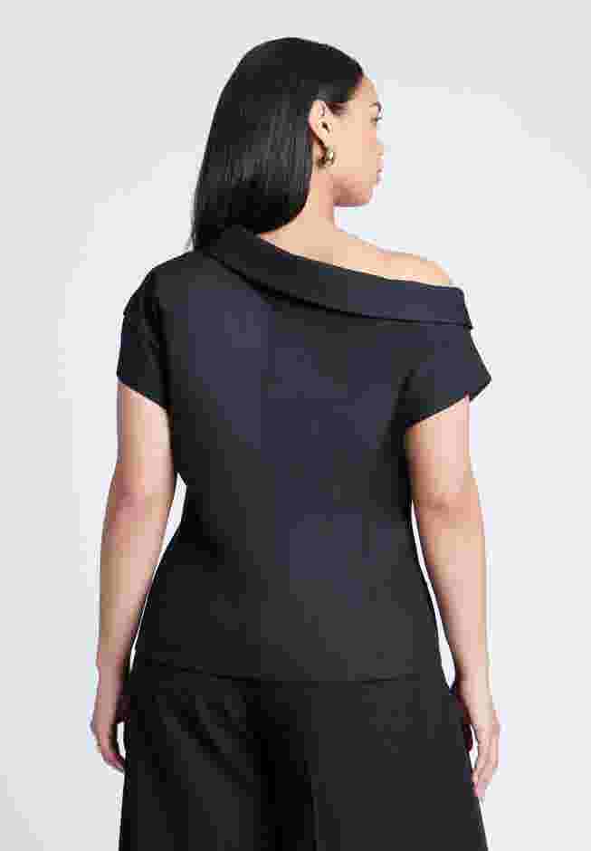 Asym Neckline Short Sleeve Blazer image number 1