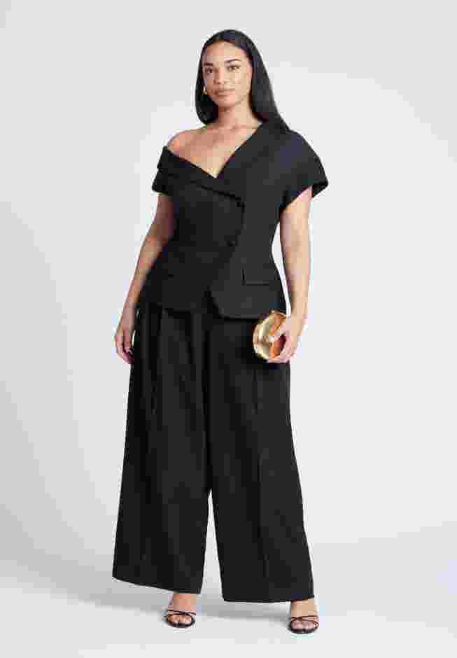 Asym Neckline Short Sleeve Blazer image number 3
