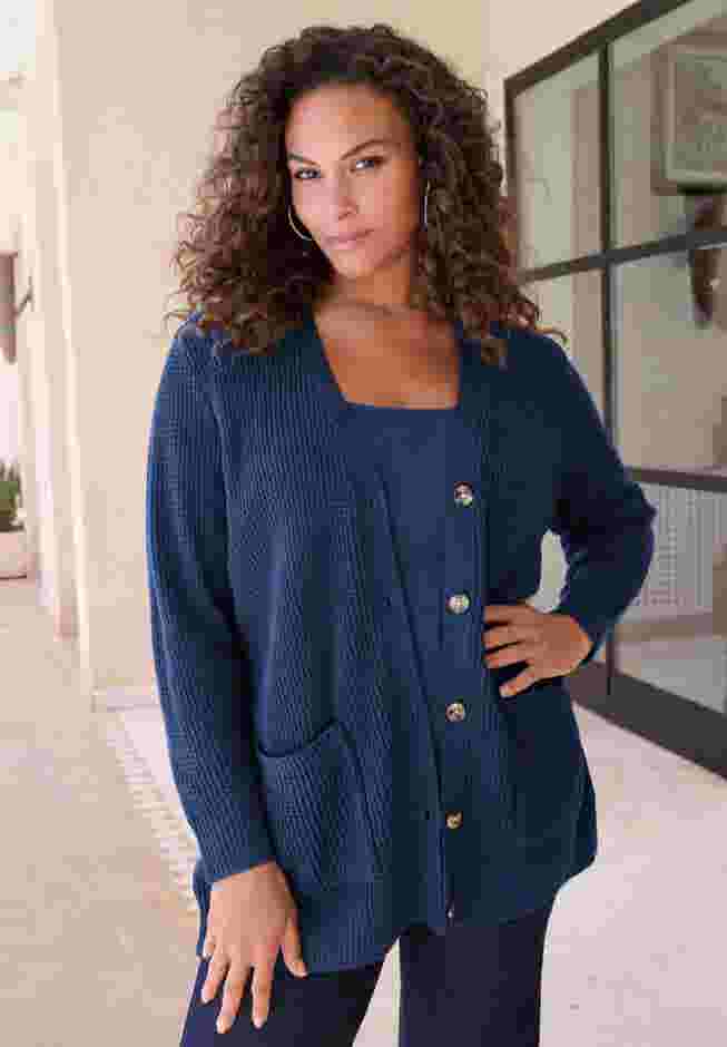 Waffle Button Front Cardigan image number 0