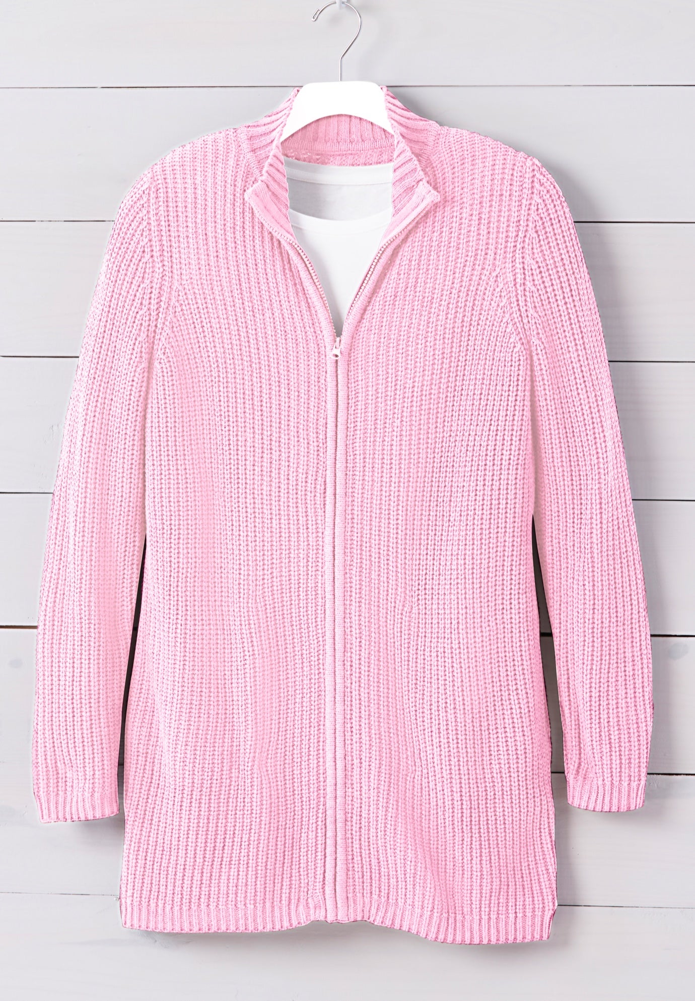 Zip Front Shaker Cardigan image number 3