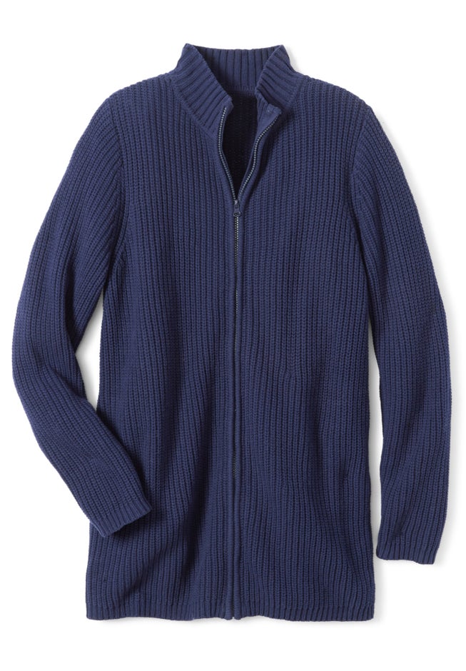 Zip Front Shaker Cardigan Sweater image number 1