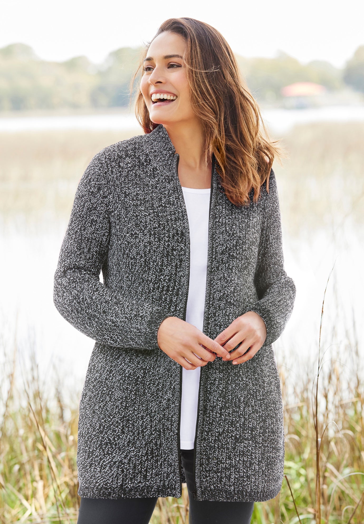 Zip Front Shaker Cardigan image number 0