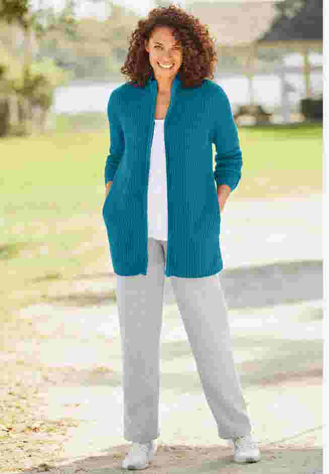 Zip Front Shaker Cardigan image number 3