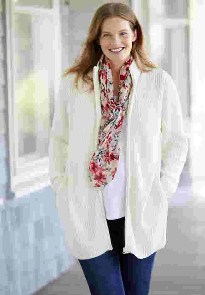 Zip Front Shaker Cardigan image number 4