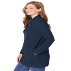 Zip Front Shaker Cardigan Sweater image number null