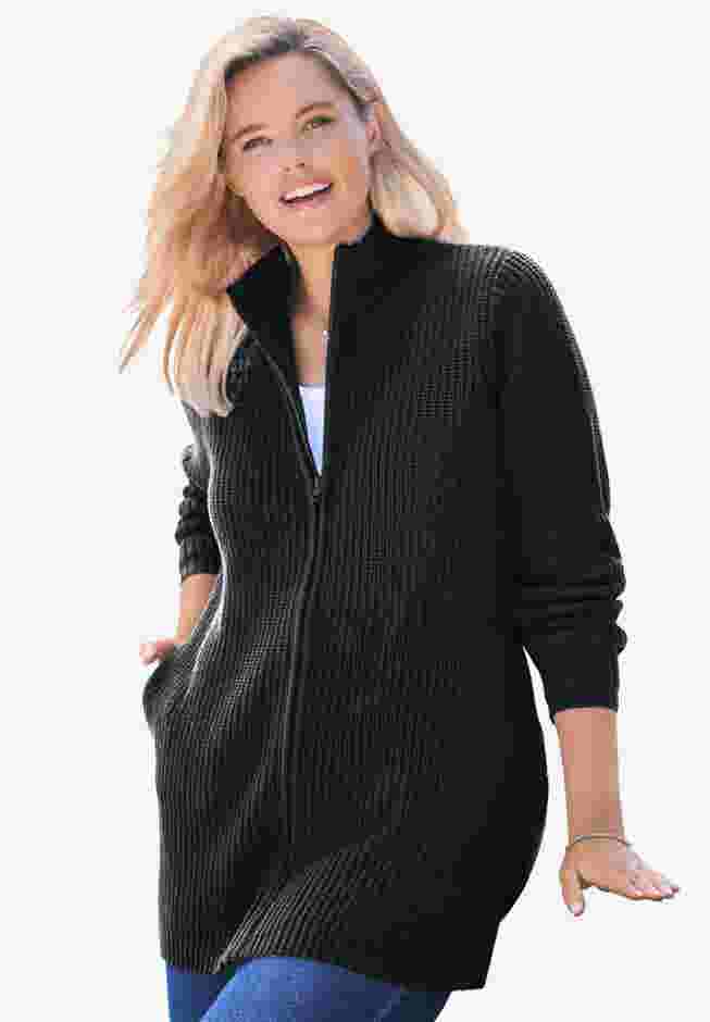 Zip Front Shaker Cardigan image number 0