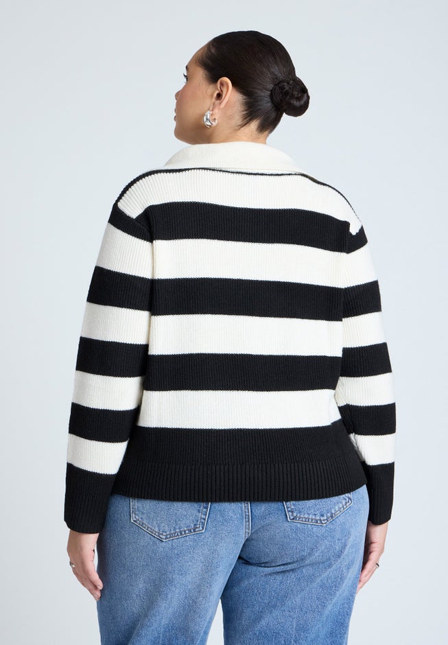 Striped Quarter Zip Sweater image number 1