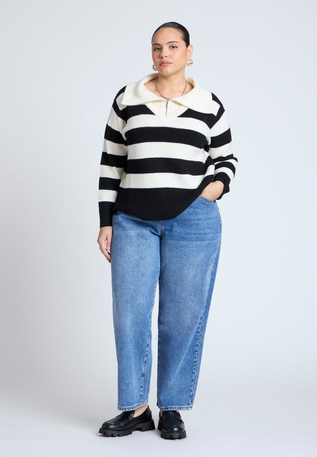 Striped Quarter Zip Sweater image number 2