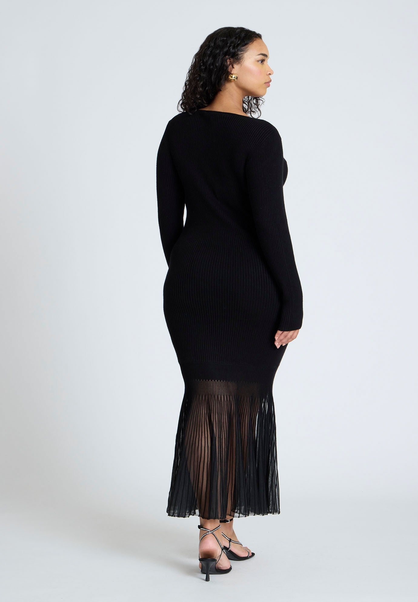 Pleat Hem V-Neck Dress image number 1