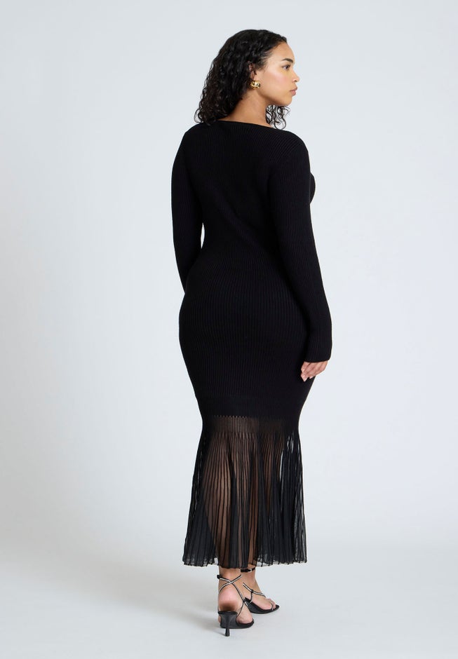 Pleat Hem V-Neck Dress image number 1